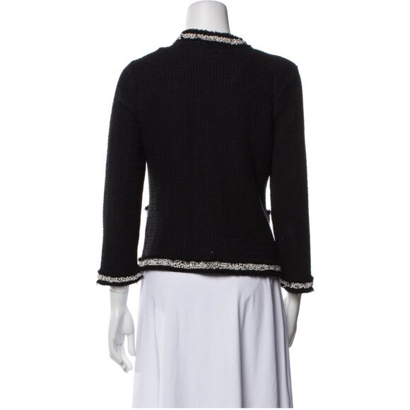 Alice + Olivia Black Embellished‎ Tweed Blazer Jacket Size M Beaded Luxury - Picture 4 of 5